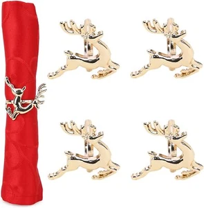 Christmas Concepts® Set of 4 Gold Napkin Rings-Table Settings - Reindeer- (AC13) - Picture 1 of 7