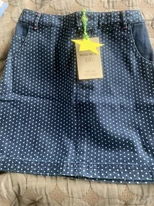 BNWT White Stuff Girls Spot Dot Blue Denim Skirt Age 7 - 8 Yrs - Picture 1 of 5