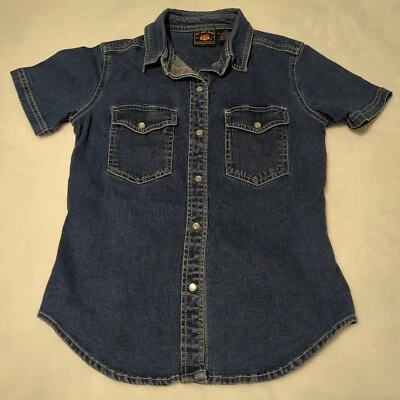 Route 66 Women's Blue Denim Stretch Snap Closure Shirt Size 7/8 EUC!       (LF1) - Image 1 of 4