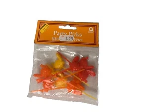 VTG Thanksgiving Turkey Cupcake Toppers 3-D Food Picks 1980s Amscan New Sealed - Picture 1 of 4