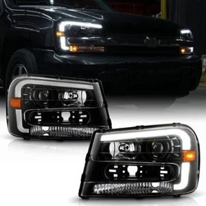 Par de faros proyectores de tubo LED negros izquierda+derecha Chevy Trailblazer 2002-2009 - Imagen 1 de 7