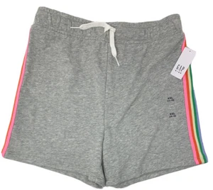 NWT Gap Girls 14-16 Gray French Terry Rainbow Side Stripe Shorts - Picture 1 of 8