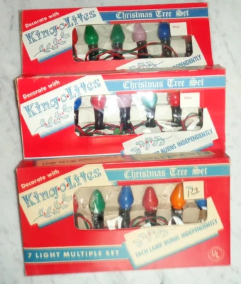 King O Lites Noma Christmas Tree 3 Vintage Light Sets, 7 Stand in Original Boxes - Image 1 of 4