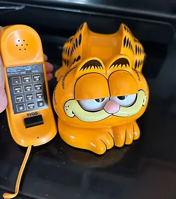 1981 Garfield The Cat Telephone Eyes Open Close Phone VINTAGE TYCO Works!!!   • 130€