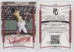2014 Leaf Perfect Game Showcase Auto Red /5 Dametri Evans #A-DE1 Auto