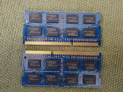 Elpida 4GB 2x2GB DDR3 PC3-10600S 2Rx8 LAPTOP MEMORY RAM - Image 1 of 2