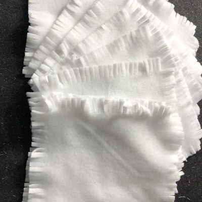 White Fleece (20) 8.5" Pre-fringed  Squares Quilting Fabric -100% Cotton - Image 1 of 3