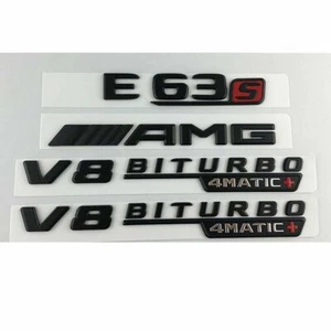 Black Emblems Badges for Mercedes Benz W212 W213 E63s AMG V8 BITURBO 4MATIC+ - Picture 1 of 4