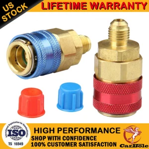 2 Stück High Low AC Schnellkupplung Stecker Adapter Fitting Freon Krümmer Messgerät Kit - Bild 1 von 14