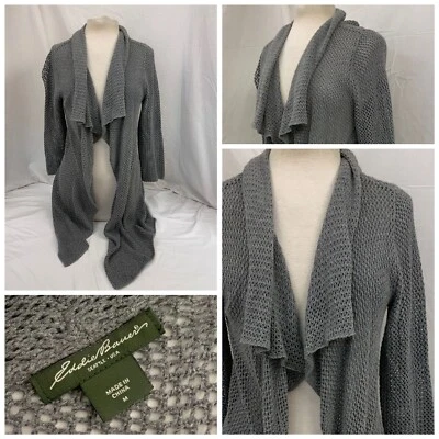 Cárdigan Suéter Pullover Eddie Bauer M Gris Tejido Algodón Sin Defectos YGI S1-15 Foto 1 de 4