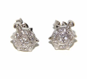 ARGENTO 925 ORECCHINI BIANCO ZIRCONI BRILLANTI TARTARUGHE AMULETO DONNA PAVE' - Foto 1 di 1