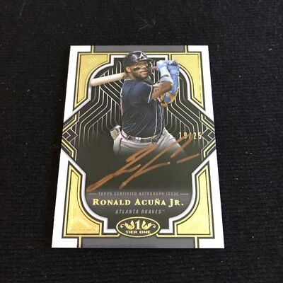Ronald Acuna Jr 2023 Topps Tier One Gold Auto 19/25 #TIA-RAC - Image 1 of 2