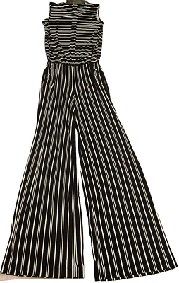 Lauren Ralph Lauren Women Jumpsuit/Romper Sleeveless Black/White Striped Size XS - Изображение 1 из 4