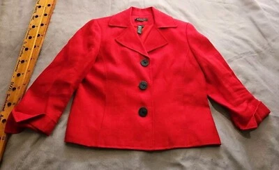 Jaqueta Ralph Lauren Feminina Tamanho 8 Blazer de Linho Corte Vermelho Botão Náutico Carreira Top - Imagem 1 de 4