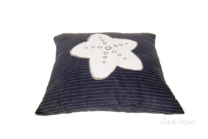 Nautical Throw Pillow Navy Blue w/ White Starfish 16" Beach House Coastal Decor - Picture 1 of 5