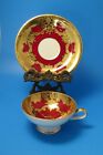 Antique RRW Retsch &amp; Co Bavaria Cup and Saucer GOLD &amp; RED Stunning double stamp