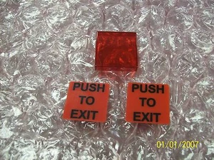 Square New 020-20100 Red Illuminated "PUSH-TO-EXIT" Plates w/Red Plastic Cover - Picture 1 of 1