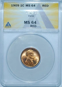 1909 VDB ANACS MS64RD Red Lincoln Wheat Cent - Picture 1 of 2