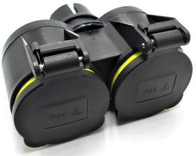 2-fach Steckdosenadapter mit Deckel Mehrfachstecker Doppelstecker Adapter - Bild 1 von 4