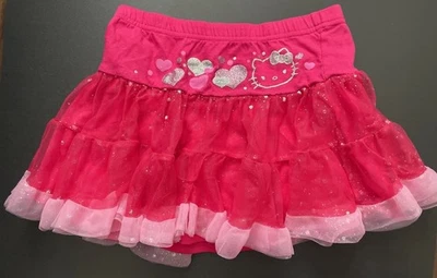 Falda Y2K Hello Kitty By Sanrio Mediana 7/8 Rosa Tutú Tul Volantes 2012 Foto 1 de 4