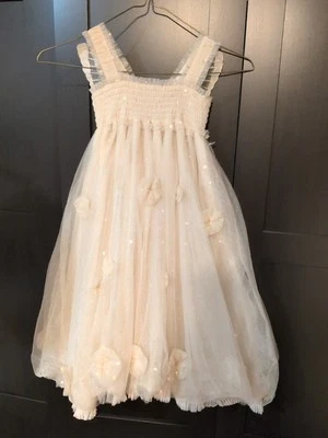 Vestido Luna Luna Cloude Floral Apliques Tul Mariposa Ala Flor Niña Talla 6/7 Foto 1 de 4