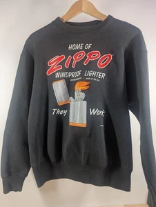 VTG 1994 Zippo Graphic Black Sweatshirt - Large - Made in USA - 90s  - Picture 1 of 7