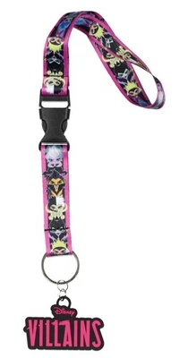 Disney Villains Chibi Print Wrist Strap Lanyard for Keys with 2" Rubber Keychain - Image 1 of 4