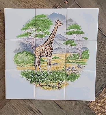 Mural em mosaico arte azulejo cerâmica girafa no safári BACKPLASH - Imagem 1 de 4