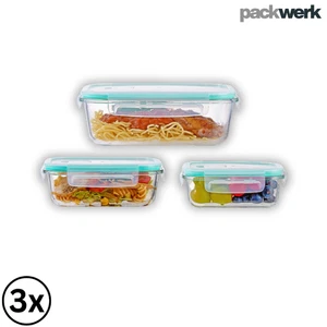 Frischhaltedosen Set Glas 3tlg Vorrats Dosen Behälter Lunchbox Mikrowelle Ofen - Bild 1 von 4