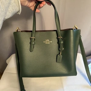 Coach Mollie Tote Bag 25 Leder Schultertasche Umhängetasche Handtasche dunkelgrün - Bild 1 von 16