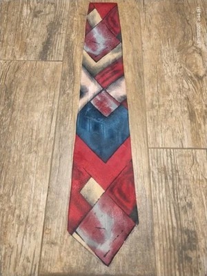 Emilio Ponti Roma 米兰抽象丝绸手工多色领带复古 — 第 1/2 张图片