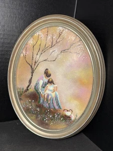 Framed 8” X 10” Signed Enamel Painting on Copper “Peach Blossom Treasure” - Picture 1 of 6