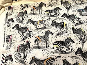 1/2 Yd ZEBRAS LINEWORK Black White Animal Tula Pink Cotton Quilt Fabric OOP - Picture 1 of 2