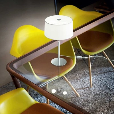Lampada da tavolo 2 luci Hilton cromo paralume bianco Ideal Lux - Immagine 1 di 2