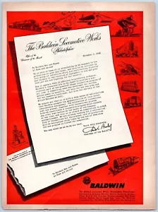 1943 Baldwin Locomotive Works WW2 RR Color Trimmed Original Magazine Print Ad - Picture 1 of 1