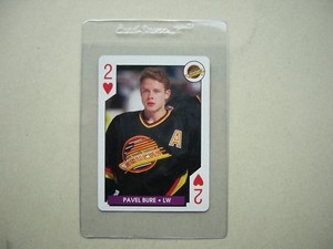 1996/97 BICYCLE NHL HOCKEY ACES PLAYING CARD PAVEL BURE VANCOUVER CANUCKS SHARP+