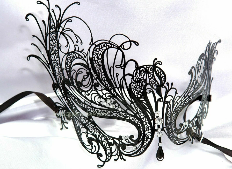 Black Swan metal Masquerade Ball eye mask Carnival Costume Prom birthday Party - Image 1 of 1