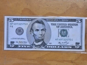 2006 United States dollars bill USA USD5 Banknote Abraham Lincoln EF HF49732575C - Picture 1 of 6