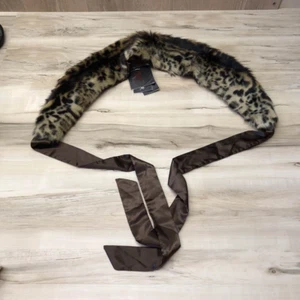 ADRIENNE LANDAU Designer Faux Fur Collar Stole Wrap w/ Tie. ~ New With Tags - Picture 1 of 7