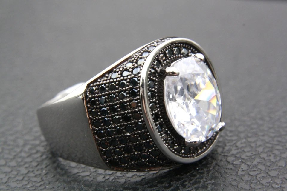 Anillo de plata real 925 con pedrería de motociclista con circonitas / 023 Foto 1 de 1