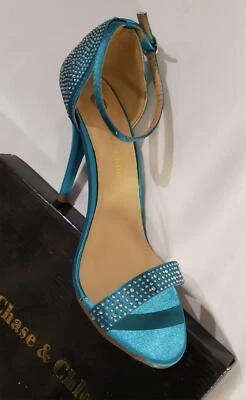 Mujer Chase & Chloe Edward-4 Pump TEAL SATINADO TALLA 7.5 ENVÍO GRATUITO Foto 1 de 3