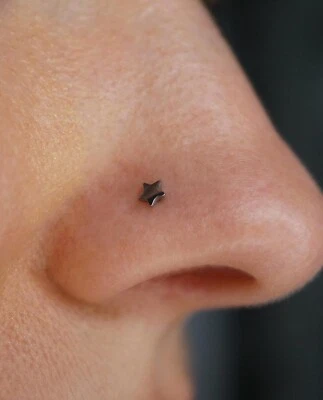 Звезда нос кольцо из нержавеющей стали нос гвоздики • L изгиб • 20 калибр - Изображение 1 из 4