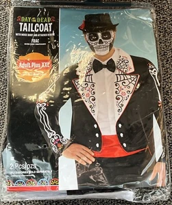 NUOVISSIMO Giorno dei Morti CAMICIA E CRAVATTA Halloween Costume Adulto Uomo XXL - Foto 1 di 1
