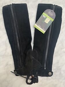 Shires Half Chaps Child Large Tall Black Suede New
