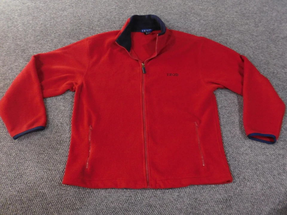 Izod fleece jacket Medium red Mens logo retro vintage classic polyester - Image 1 of 4