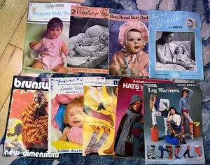 Large Lot of 9 Vintage Knitting Crochet Leaflets/Books of Patterns Infant Adult - Picture 1 of 1