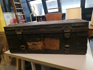 Cassa baule da viaggio di origine militare - Legno - Foto 1 di 23