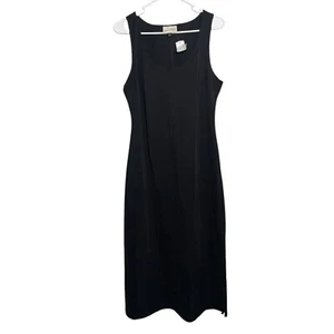 Universal Thread Dress Women's Medium Black Slit Shift Midi Sleeveless NWT - Picture 1 of 11