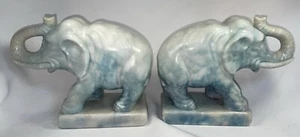 Japanese Carved Soapstone Elephants~ Bookends~ Sculptures~Statues~Set of 2 - Picture 1 of 13