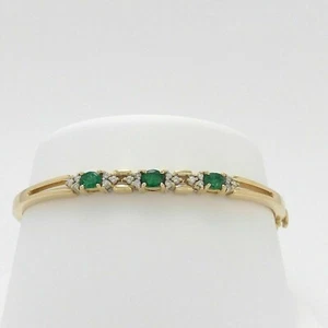 4Ct Oval Cut Lab Created Green Emerald Lab Created Bangle 14K Yellow Gold Finish - Picture 1 of 7
